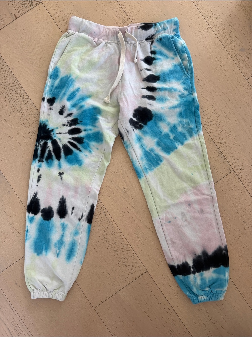 Electric & Rose Tie-Dye Jogger Sweatpants - Pastel Blue, Pink & Black